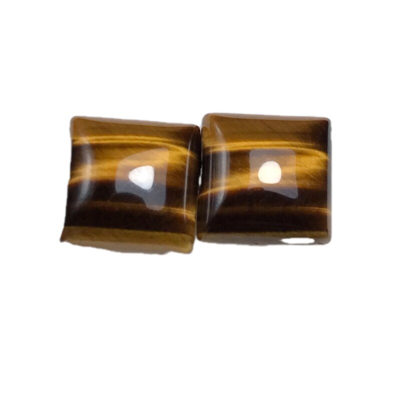 Square earring material! Natural tiger eye stone bare stone lightning pattern 10mm inlaid earrings earrings (only loose stone)