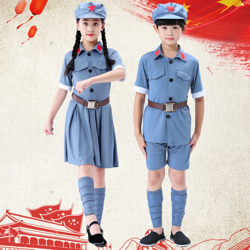六一小红军儿童演出服女童幼儿园八路军合唱团红星闪闪表演服军装