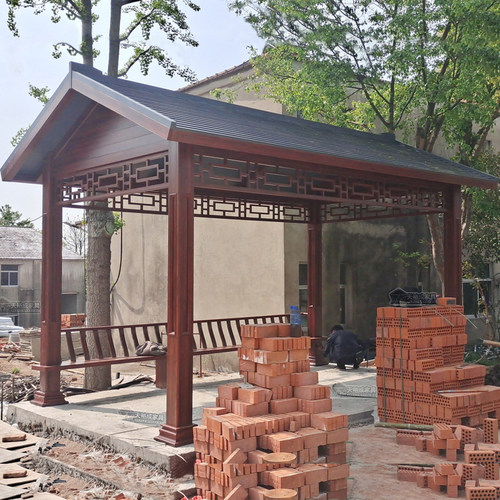 户外铝合金凉亭别墅庭院花园长廊凉亭院子室外中式古建吸烟景观亭 - 图0