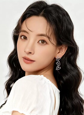 新款彩色锆石连排爱心长款耳环小众设计感银针耳钉冷淡风夸张耳饰