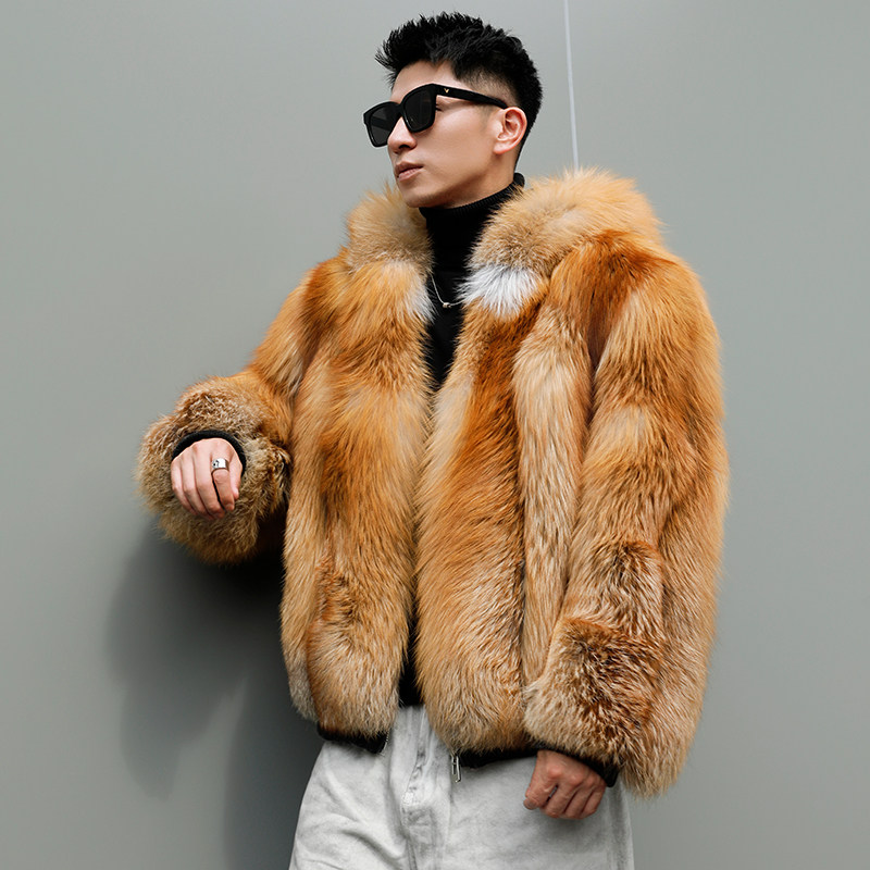 红狐整皮狐狸毛皮草外套男连帽休闲2025新款皮毛一体男夹克年轻款,淘宝优惠券,粉丝福利购,淘宝优惠卷