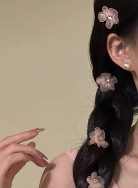女超仙高级感网纱樱花发夹