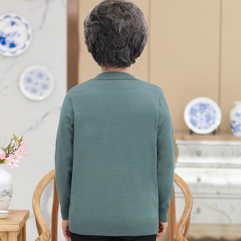 奶奶装圆领妈妈秋装印花毛衣中老年人女长袖上衣老太太春秋打底衫 奶奶装圆领妈妈秋装印花毛衣中老年人女长袖上衣老太太春秋打底衫