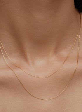 【CnHnOn脂肪商店】超细金线闪烁流线精致百搭双层欧美时髦项链