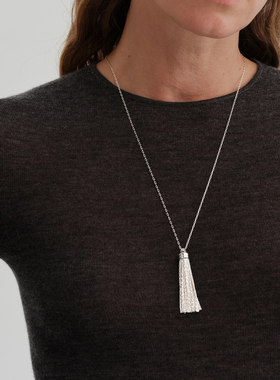 【CnHnOn脂肪商店】复古流苏银链细细密密华丽摆坠长项链毛衣链