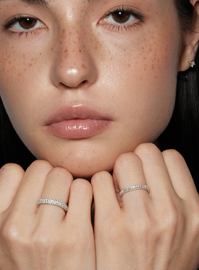 【CnHnOn脂肪商店】s925纯银莫桑钻满钻满天星碎银细闪戒指