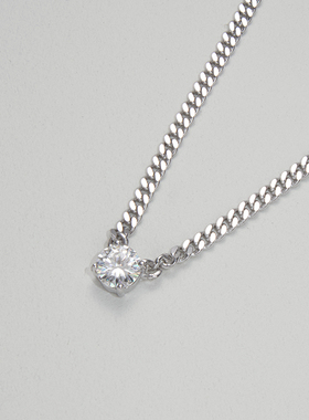 【CnHnOn脂肪商店】s925纯银1ct莫桑钻扁链高品质个性链条项链