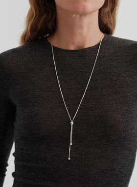 【CnHnOn脂肪商店】时髦滑动可调节抽绳链条随性欧美长项链毛衣链