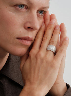 【CnHnOn脂肪商店】s925纯银高级珠宝质感满钻镶嵌宽面简约戒指