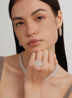 【CnHnOn脂肪商店】s925纯银摇曳流苏柔软细密链条小众个性戒指