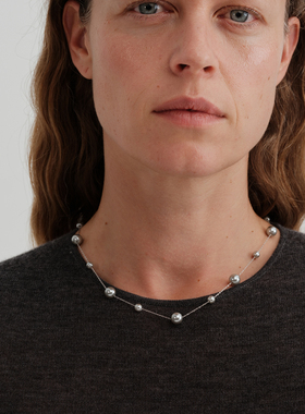 【CnHnOn脂肪商店】简约时髦真多麻灰色珍珠镂空星空链叠戴项链