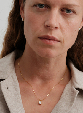 【CnHnOn脂肪商店】s925纯银莫桑钻圆钻单颗高级细蛇骨链锁骨项链