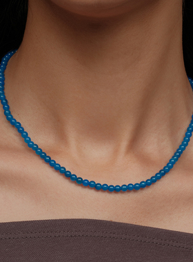 【CnHnOn脂肪商店】s925银天然小众冰川蓝玛瑙手工串珠极简项链