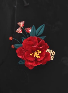 中式喜庆红色胸花婚礼迎宾父母新郎新娘结婚用品家人襟花别针配饰