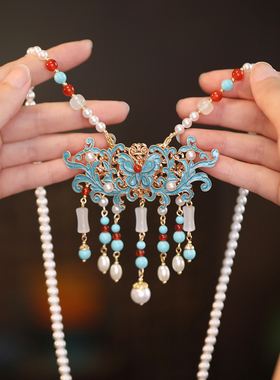 中式古典马面裙配饰项链毛衣链