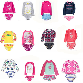 GYMBOREE/Gymboree JJ, UPF50+ girls long-sleeved split swimsuit sunscreen ພ້ອມສໍາລັບອາຍຸ 0-14 ປີ