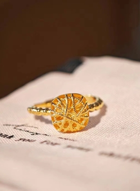沉鱼落雁黄金爆闪小方糖戒指女925纯银新款生日礼物送女友