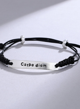 S925纯银韩版小众设计感字母手链复古简约基础款时尚手绳