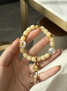 驼骨桶珠白水晶星星牛骨鱼尾纯铜扎基牌diy手串配饰隔珠串珠饰品