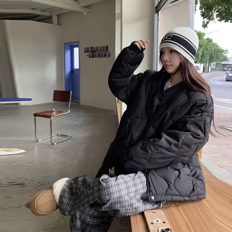 淡淡紫菱格羽绒棉服女装粉色冬季新款宽松短款棉袄小个子棉衣外套,淘宝优惠券,粉丝福利购,淘宝优惠卷