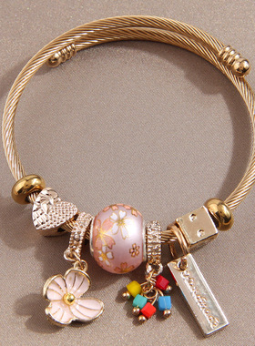 花朵吊坠配饰个性女士手镯0825