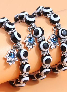 时尚简洁百搭恶魔之眼手镯珠串珠三层百搭女手链1009
