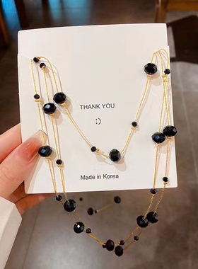 远方情气质多层珍珠项链女韩版优雅串珠长项链毛衣链新娘饰品N95