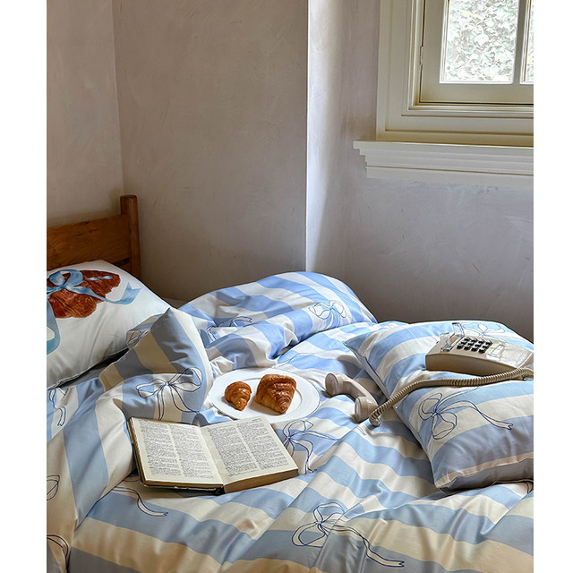 Bed sheet four-piece set 100 long lint cotton ins skin-friendly