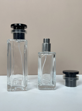 Nbyaic 简约款黑盖香水玻璃瓶50ml100ml便携式分装瓶按压喷雾空瓶