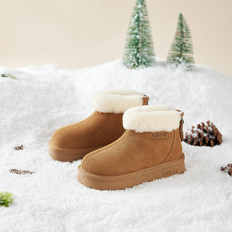 儿童雪地靴真皮2025冬季新款保暖大棉鞋女童雪地棉加绒加厚短靴子,淘宝优惠券,粉丝福利购,淘宝优惠卷