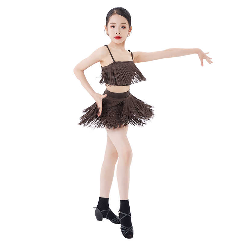 2025新品舞服拉丁舞服练功服训练服分体套装夏款拉丁舞服儿童套装 - 图0