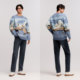 Semir cartoon bear jacquard knitted couple sweater men