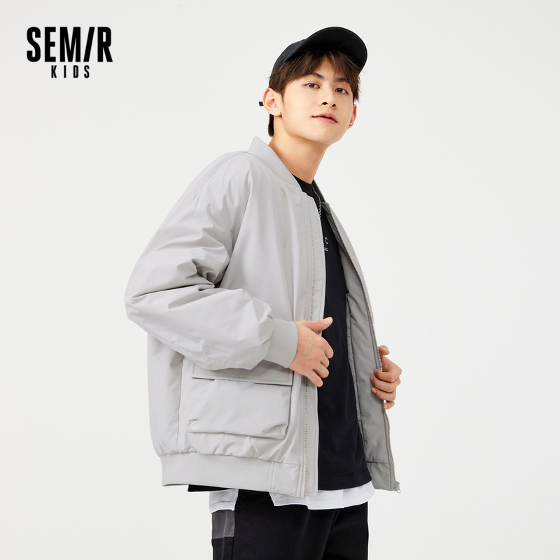 森马2021冬季新款灰色宽松简约棉服 森马裕伟棉衣