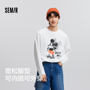 森马迪士尼米奇家族合作系列长袖T恤男纯棉2026春新款情侣装印花