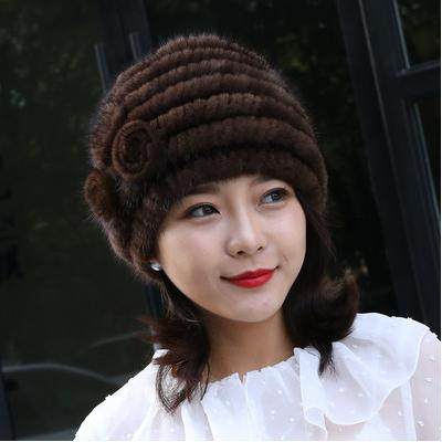 水貂横编三花帽子貂皮帽女款水貂毛帽子冬季保暖帽子妈妈帽,淘宝优惠券,粉丝福利购,淘宝优惠卷