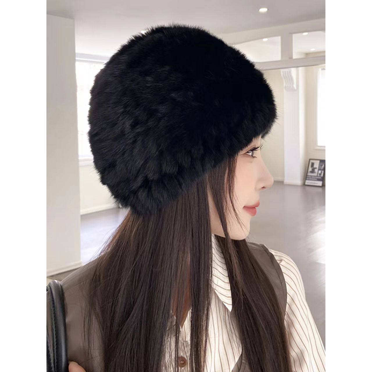 时尚渔夫帽女士秋冬帽子新款冬季真兔毛护耳保暖防寒加厚,淘宝优惠券,粉丝福利购,淘宝优惠卷