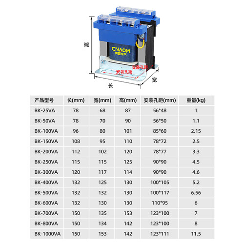 BK单相控制隔离变压器220V380V转变6V12V24V36V机床控制纯铜100va - 图2