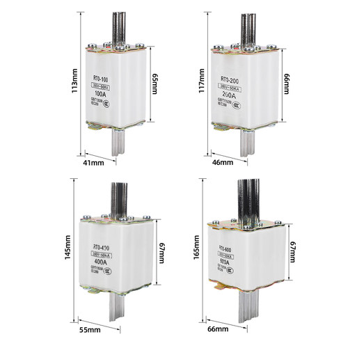 RT0陶瓷保险丝380V熔芯60A底座80A 100A方管刀形触头熔断器RTO - 图0