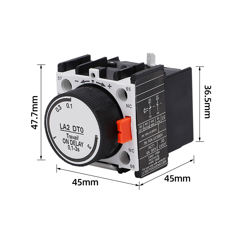 空气延时头银点LADT2 0.1-30S通电断电LA2-DT2接触器延时触头模块-图0