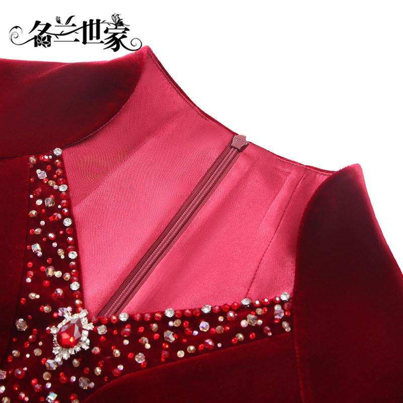 名兰世家原创设计手工喜妈妈连衣裙婚宴主持人端庄大气年会晚礼服