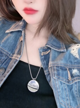 可乐瓶盖项链男潮百搭小众饰品吊坠女嘻哈钛钢网红情侣百搭款70cm