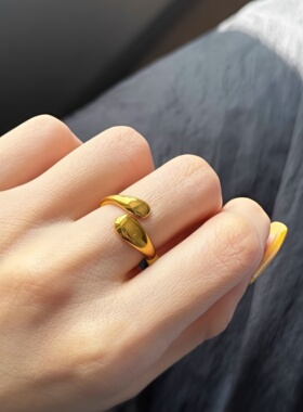 水滴型开口金属戒指女欧美2026年春季潮个性小众设计气质光面指环