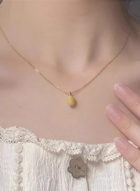 2026年新款金色榴莲吊坠女款项链百搭气质时尚锁骨链水果链送女友