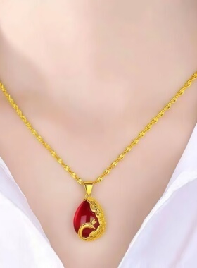 孔雀开屏红色吊坠时尚百搭项链生日礼2026新款美观送老婆凤凰项链