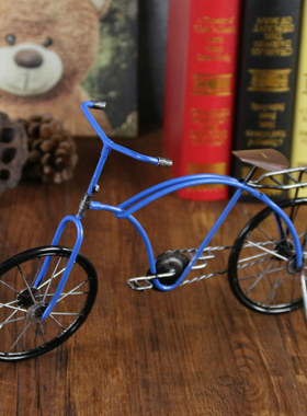 包邮复古风铁艺金属自行车模型