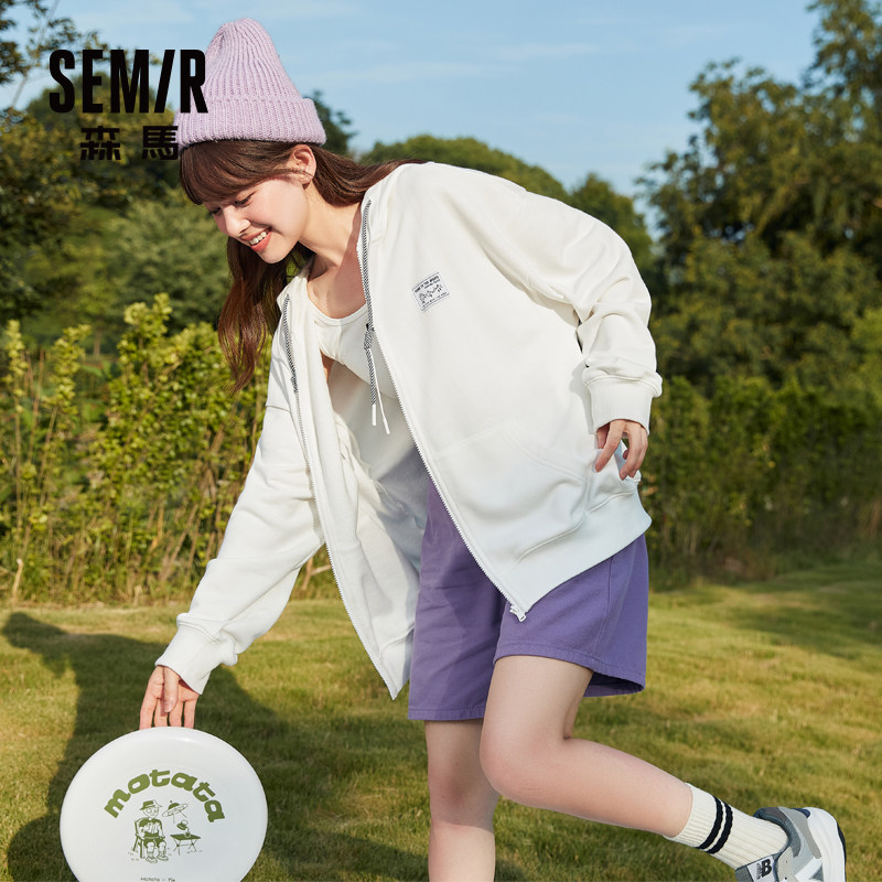 森马2022秋季新款宽松连帽运动卫衣 森马妙步短外套