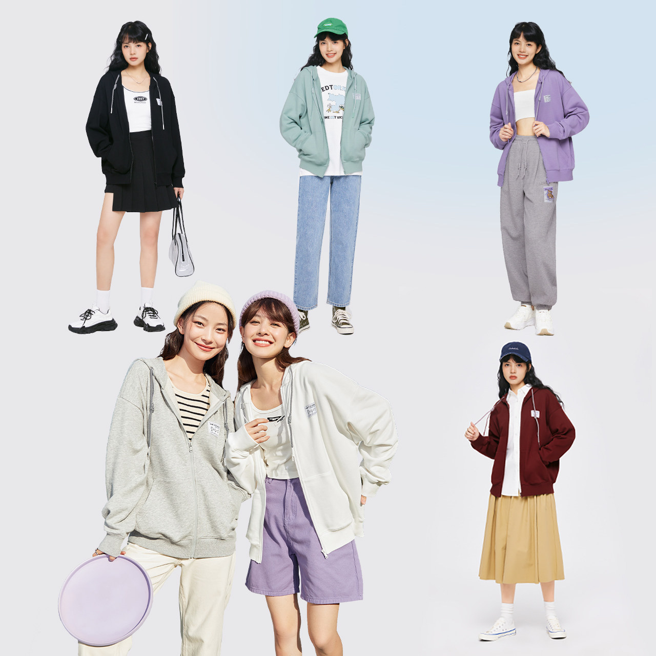 森马2022秋季新款宽松连帽运动卫衣 森马妙步短外套