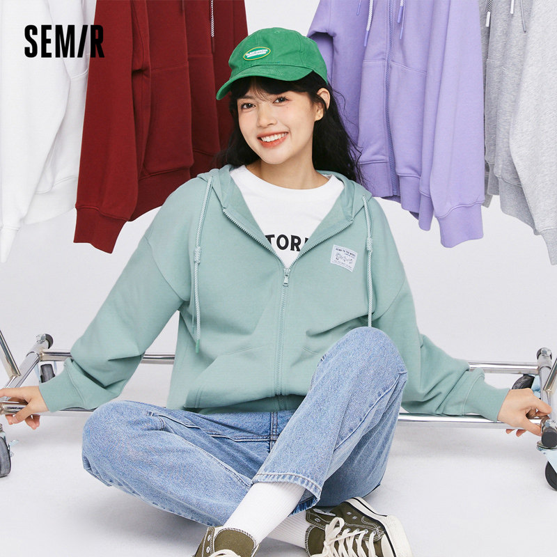 森马2022秋季新款宽松连帽运动卫衣 森马妙步短外套