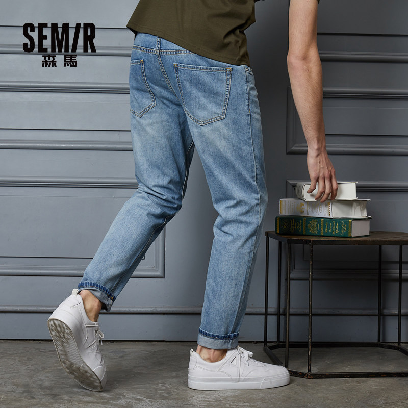 森马男士2021新款宽松潮牌直筒裤子 森马妙步牛仔裤