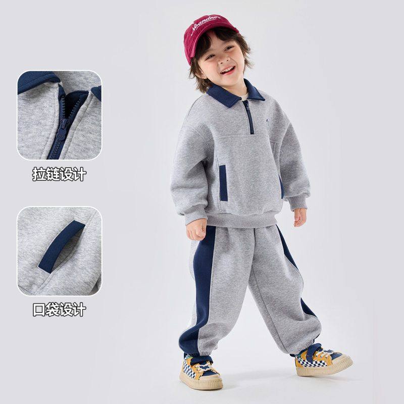 儿童撞色套装秋季2025新款男童拼接运动卫衣裤子两件套宝宝春秋装,淘宝优惠券,粉丝福利购,淘宝优惠卷